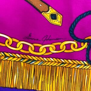 Ginnie Johansen 35‎ x 35 100% Silk Large Square Scarf Pink Purple Gold